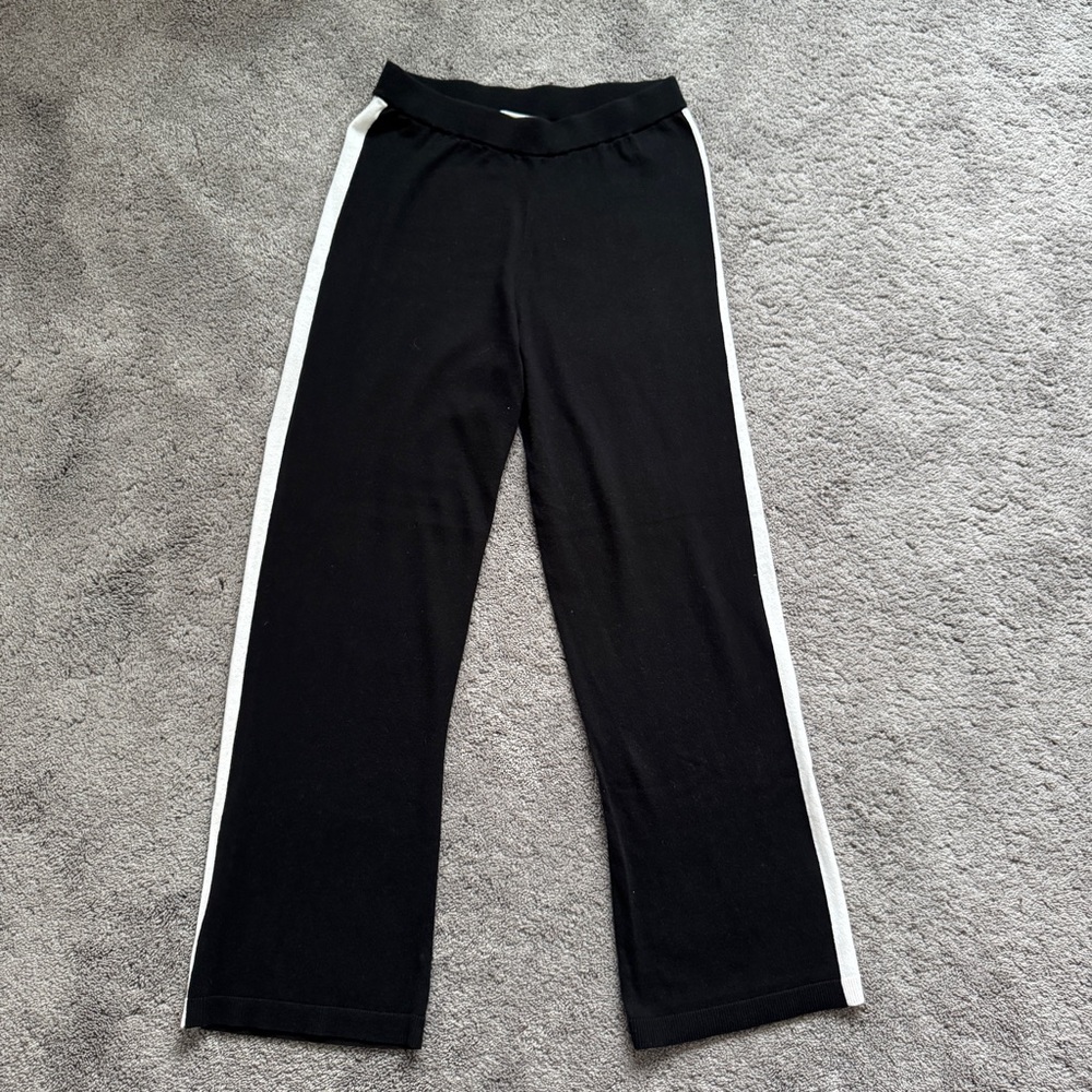 Michael Kors Black Wide-leg Pants with White Accents